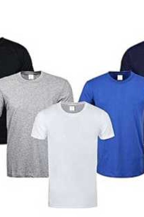 Unisex (5-in-1) Roundneck Tshirt set- Black, Blue, Black & Grey