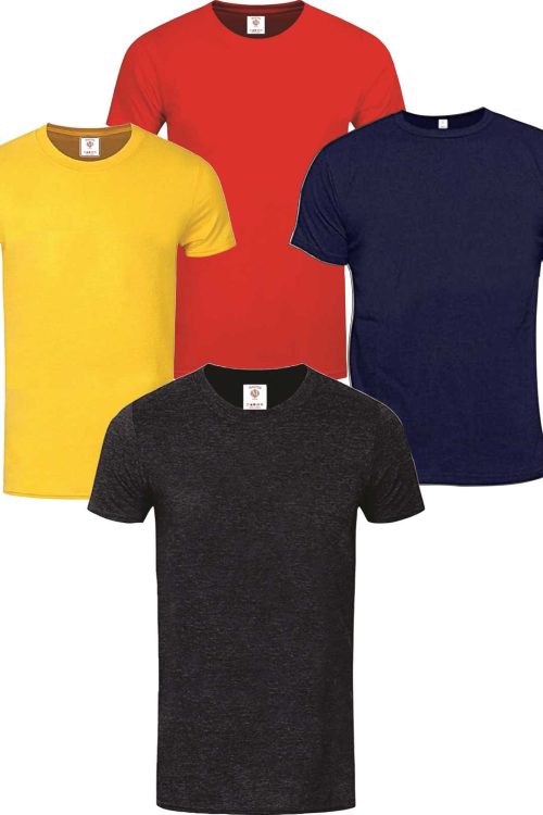 Unisex (4-in-1) plain Tshirt- Black, Navy Blue, Red and Yellow