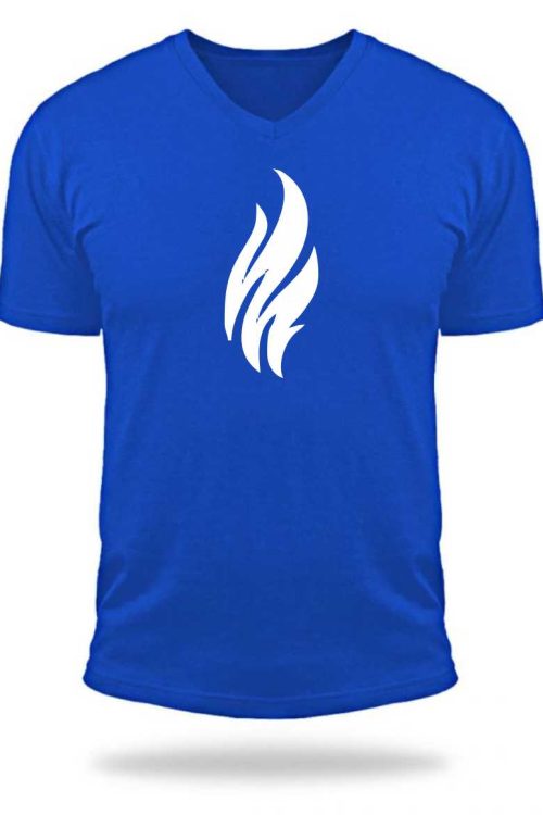 Unisex Fire Printed  Vneck Tshirt- Royal Blue