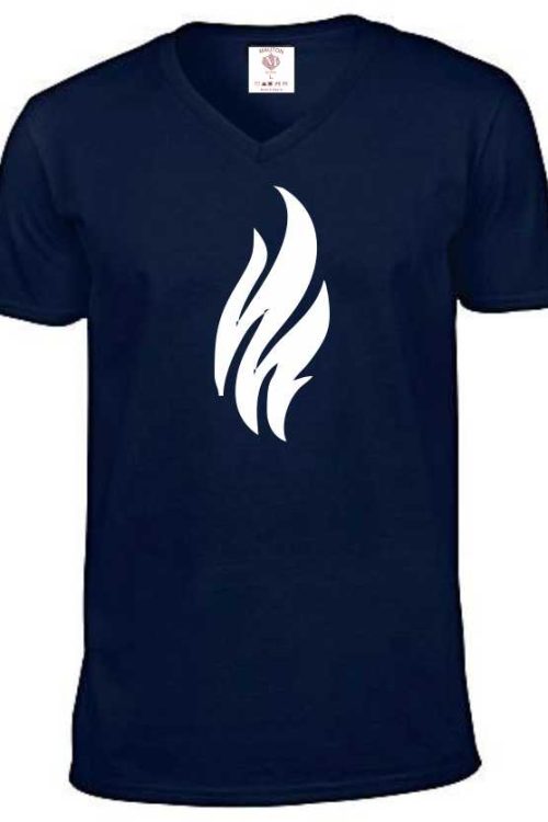 Unisex fiery Fire  Printed Vneck Tshirt- Navy Blue