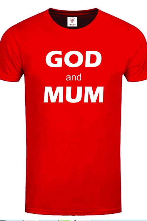 God and Mom Printed Tshirt- Red