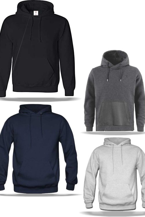 Unisex (4-in-1) Plain Hoodies-Black, Navy Blue, Light & Dark Grey