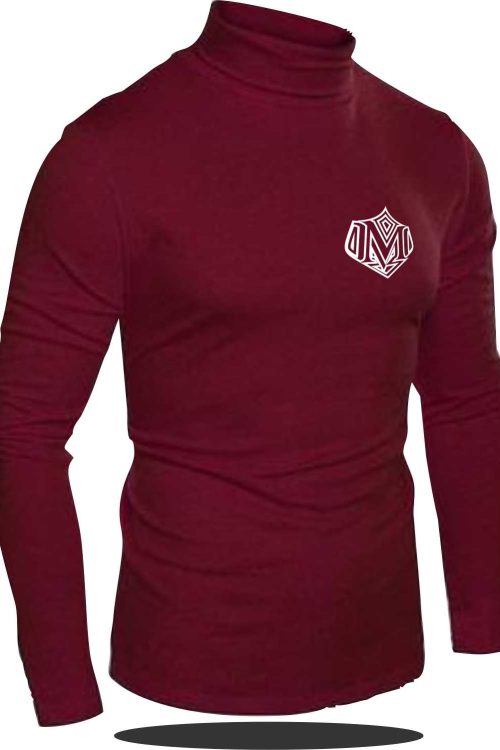 Unisex Mauton Crested Turtleneck Tshirt- Maroon Copy