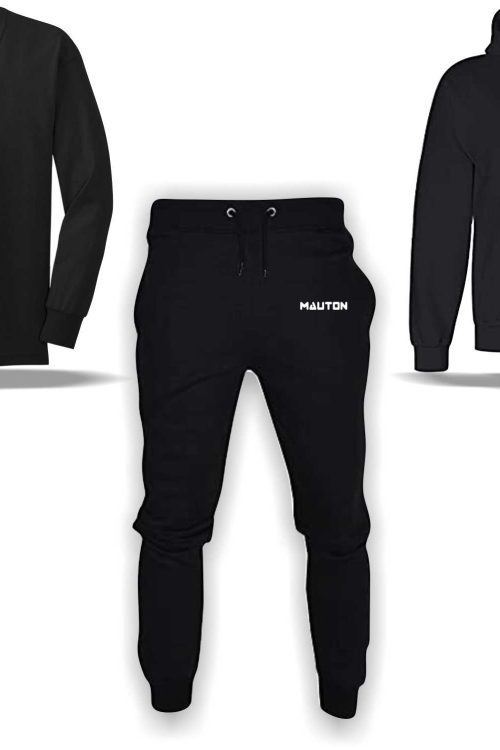 Unisex (3-in-1) Mauton Crested Sweatshirt, Joggers and Hoodie- Black