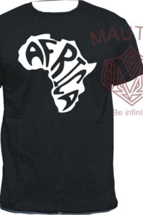 Unisex Inscribed Map of Africa Tshirt- Black