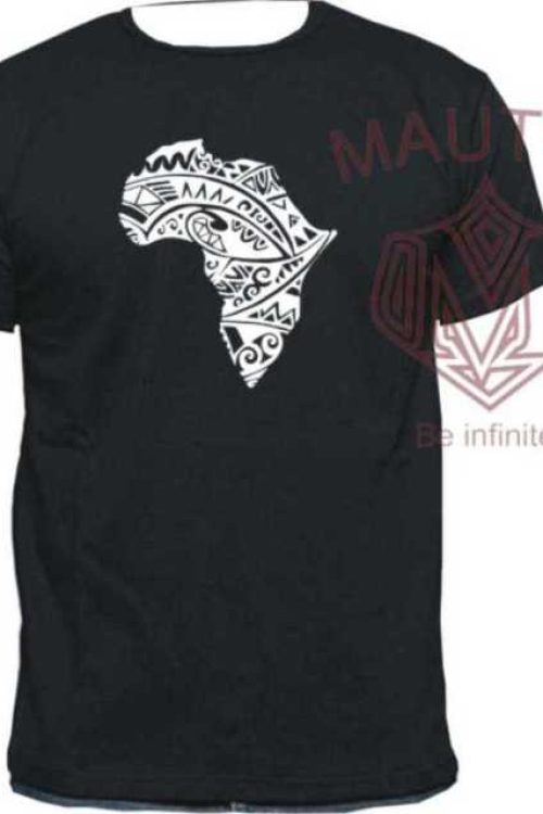 Unisex Aztec Map of Africa Tshirt- Black