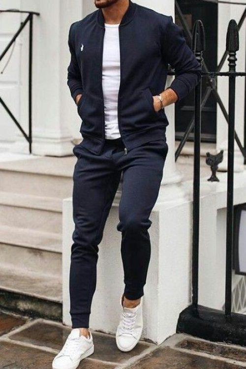 Men’s (3-in-1) Joggers, Jacket and Tshirt set- Navy Blue