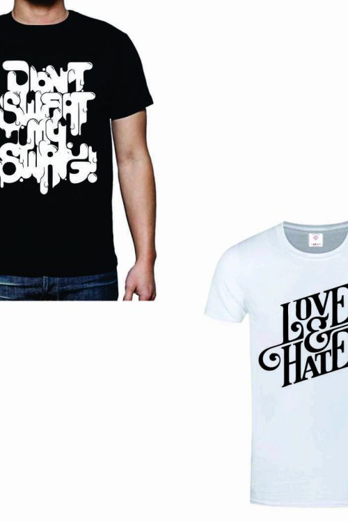 Unisex (2-in-1) Don’t sweat my swag and Love/Hate Printed Tshirts- White & Black