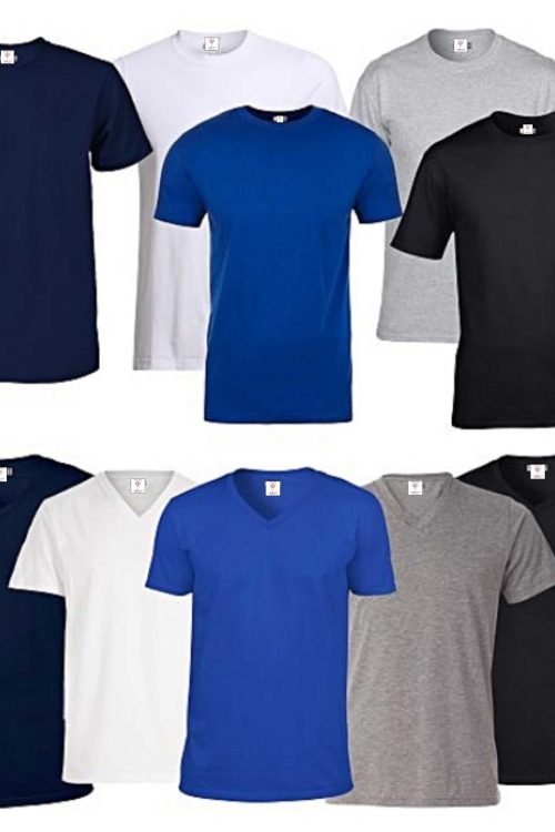 Unisex Plain (10-in-1) Roundneck and Vneck Tshirt Set- White, Black, Blue, Grey