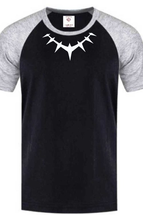 Unisex Panther Necklacer Roundneck Tshirt –  Grey and Black