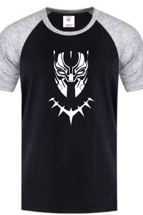 Unisex Black Panther  Raglan Roundneck Tshirt –  Grey and Black Copy